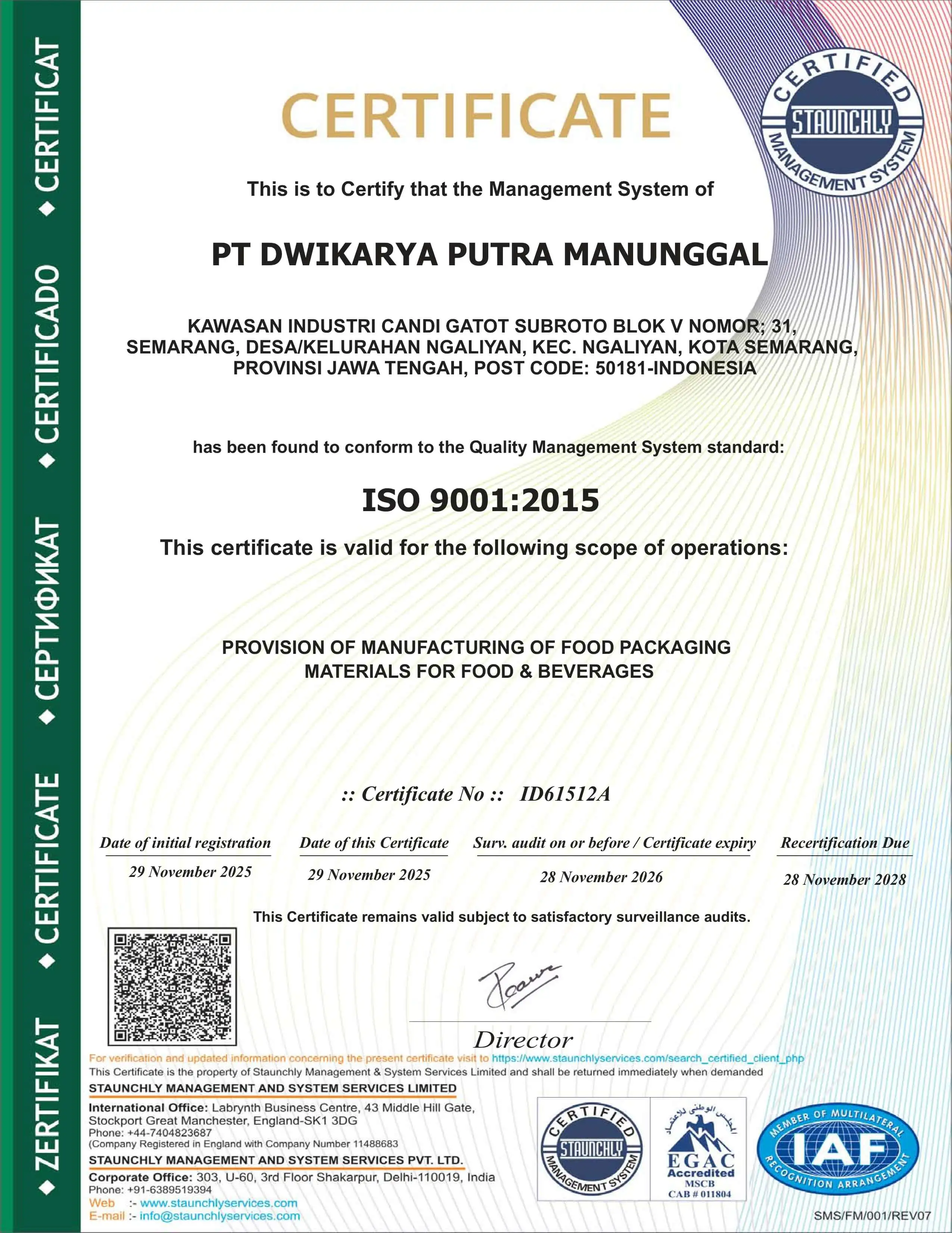 ISO 9001:2015 Certificate